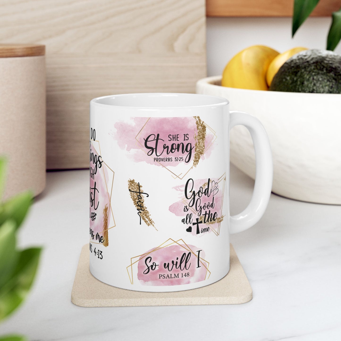 Inspirational Ceramic Mug for Coffee Lovers, Motivational Gift, Faith-Based Mug, Bible Verse Coffee Cup, Christian Decor
