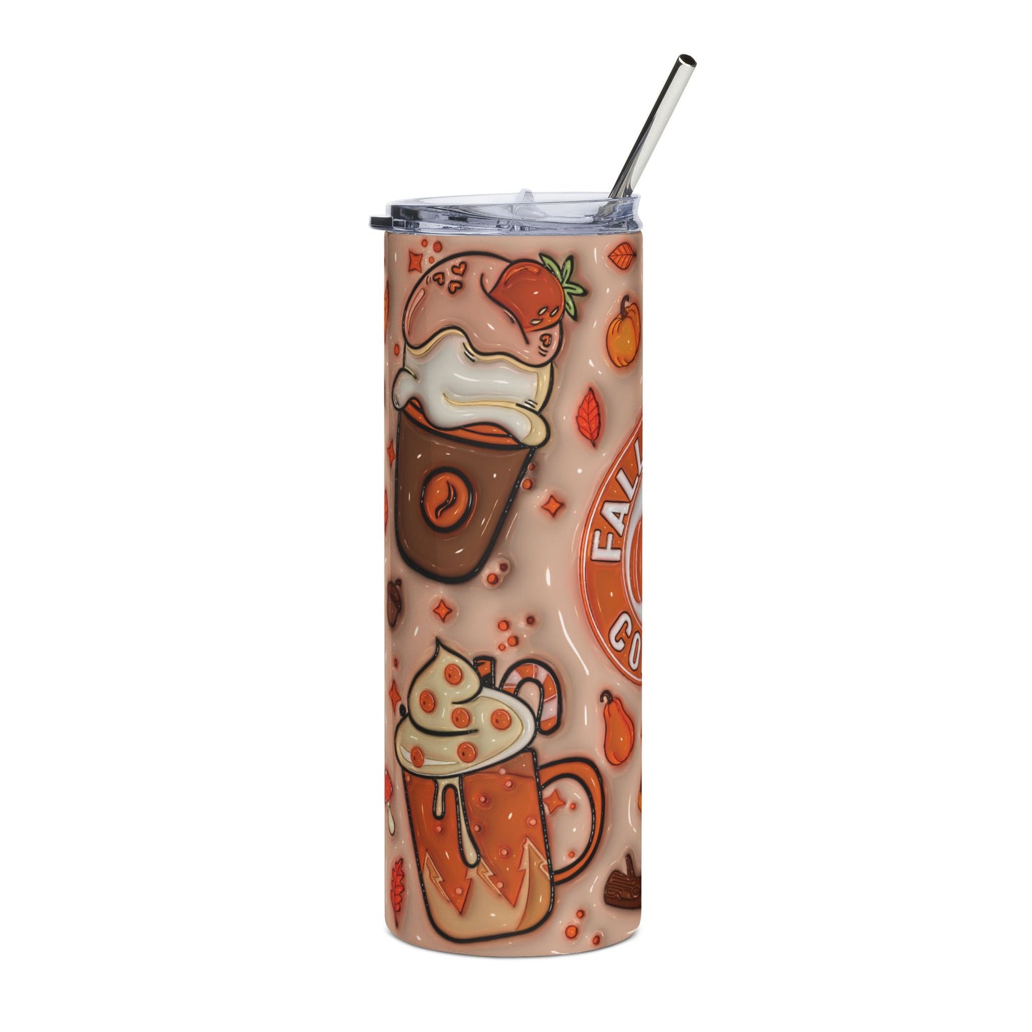 Fall Vibes Stainless Steel Tumbler, 20oz | Coffee Lover Gift, Autumn Travel Mug, Hot Cocoa Tumbler, Seasonal Drinkware