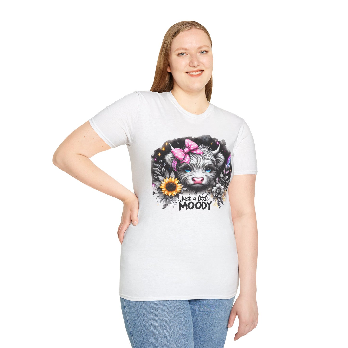 Moody Cow T-Shirt | Cute Animal Graphic Tee, Gift for Cow Lovers, Casual Wear, Birthday Gift, Everyday Style