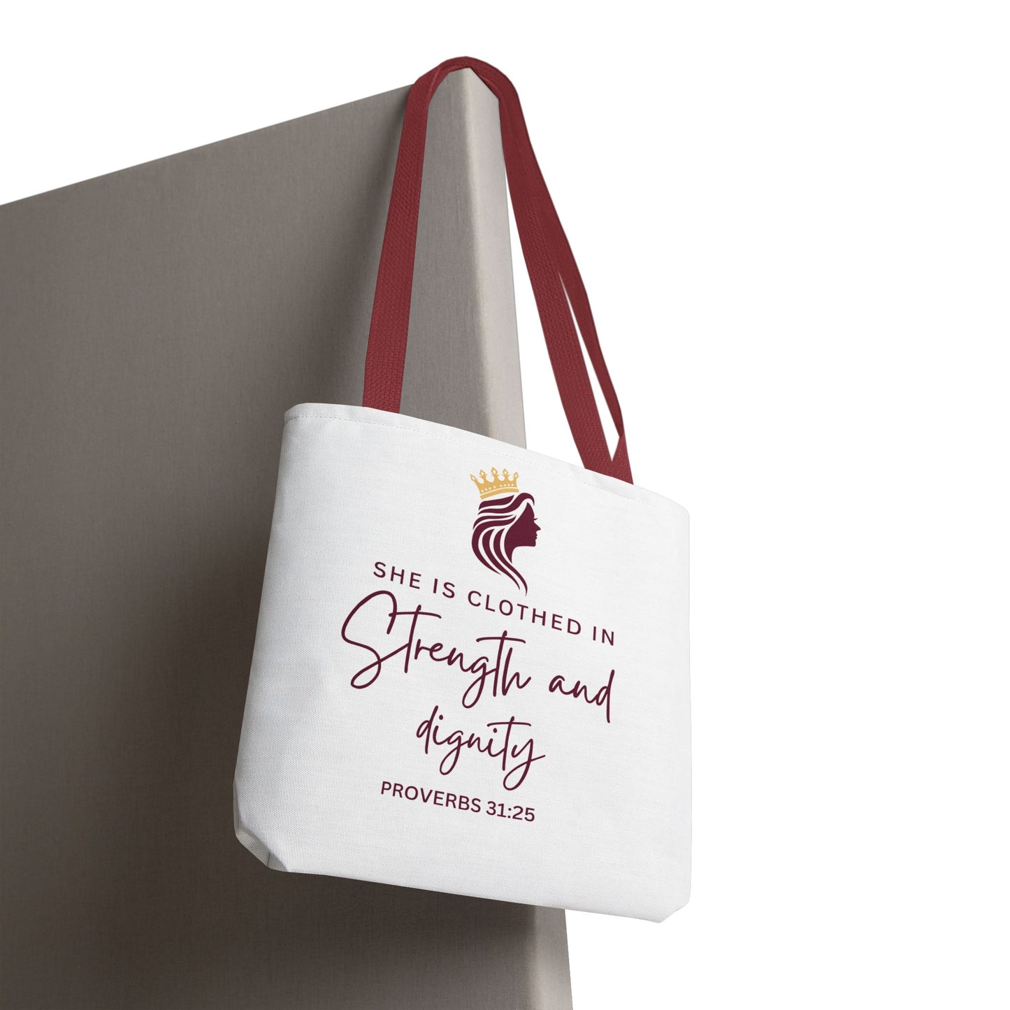 Inspirational Tote Bag, Motivational Shopping Bag, Proverbs 31:25 Gift, Empowerment Gift, Faith-Based Tote, Women's Tote