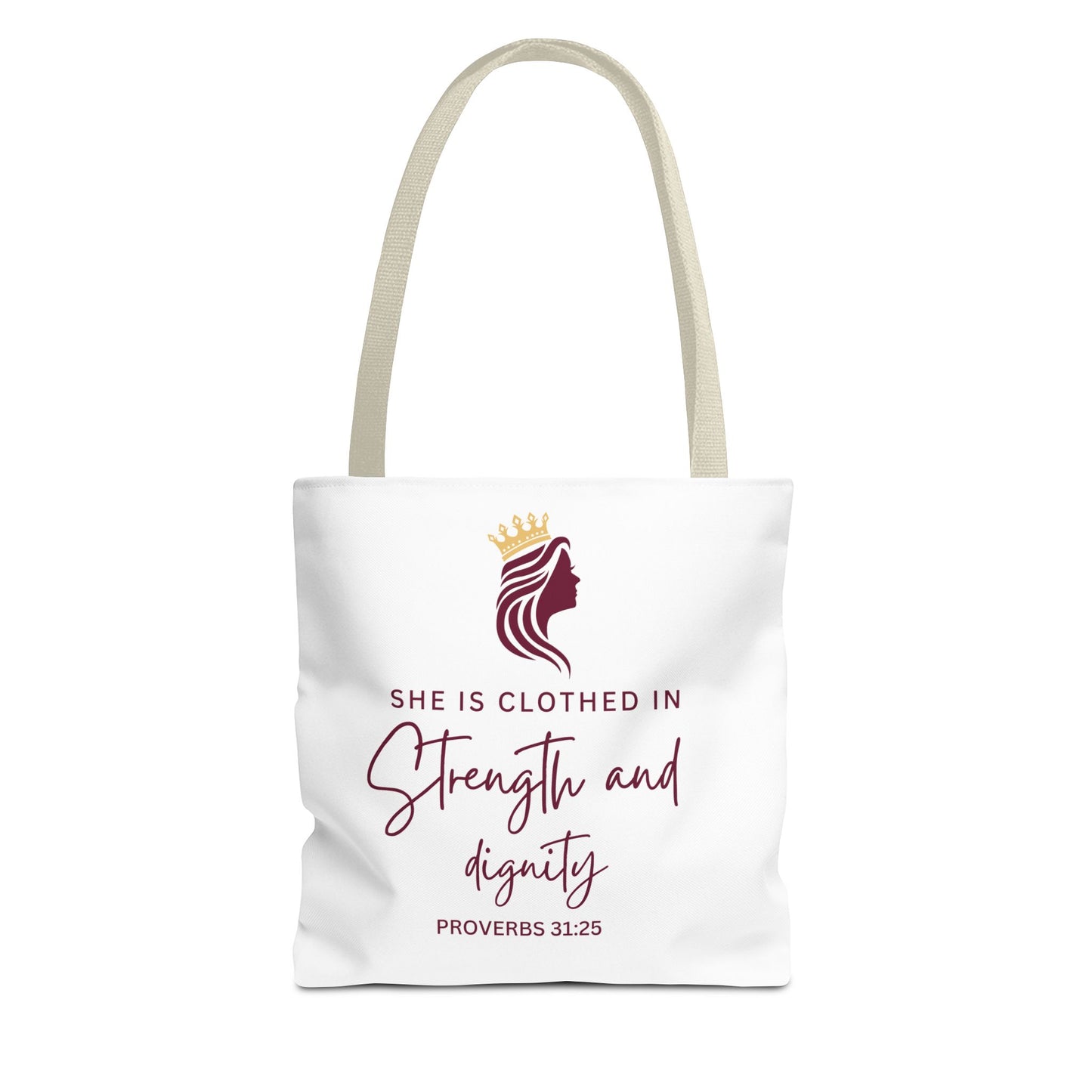 Inspirational Tote Bag, Motivational Shopping Bag, Proverbs 31:25 Gift, Empowerment Gift, Faith-Based Tote, Women's Tote