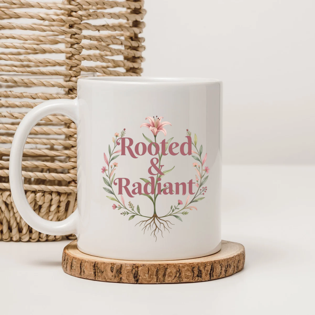Rooted & Radiant Coffee Mug | Faith-Inspired Gift for Women | Kingdom Creations by Lily