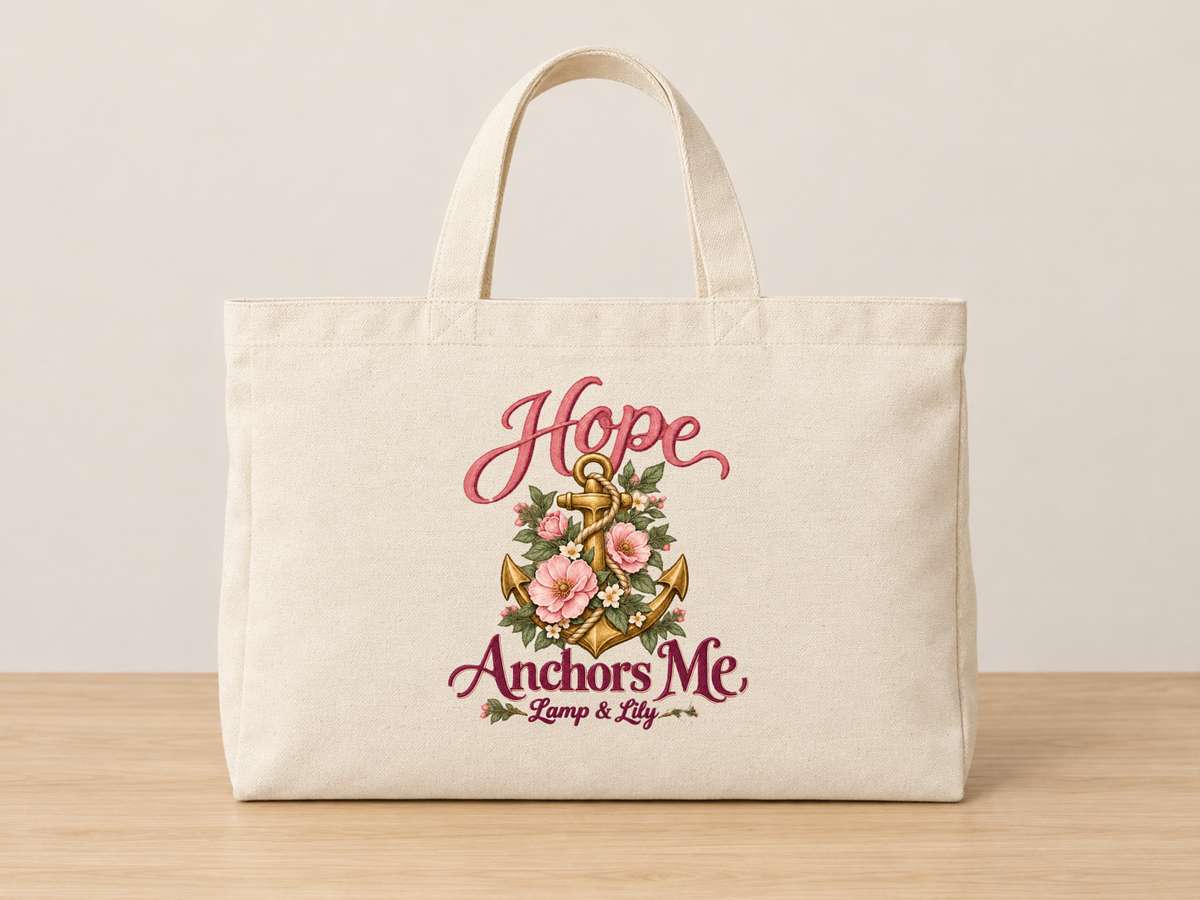 Hope Anchors Me cream canvas tote, Lamp and Lily Day 18