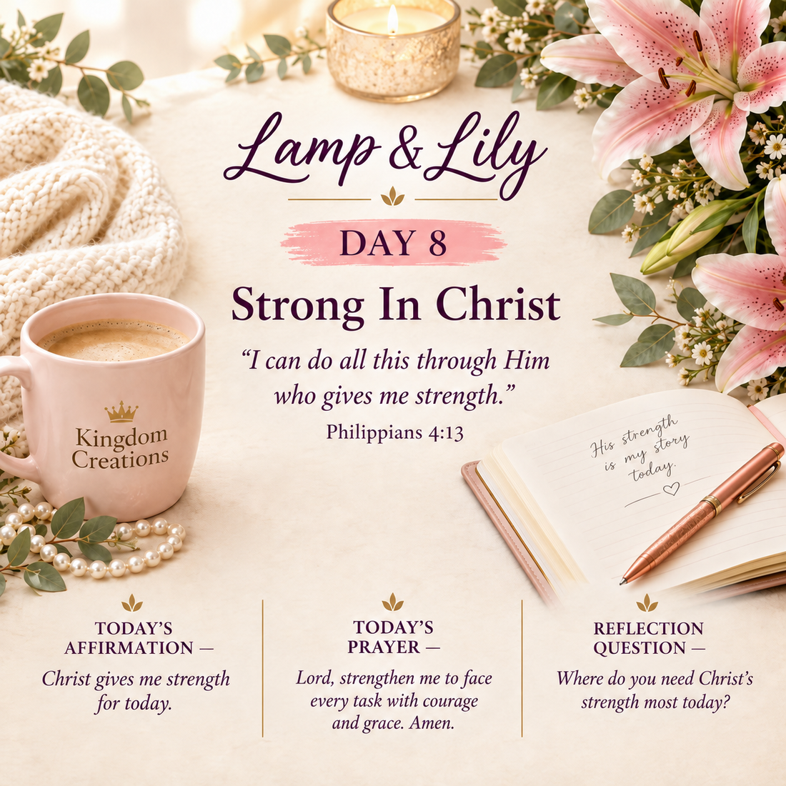 Day 8: Strong in Christ | Lamp & Lily | Kingdom Creations by Lily