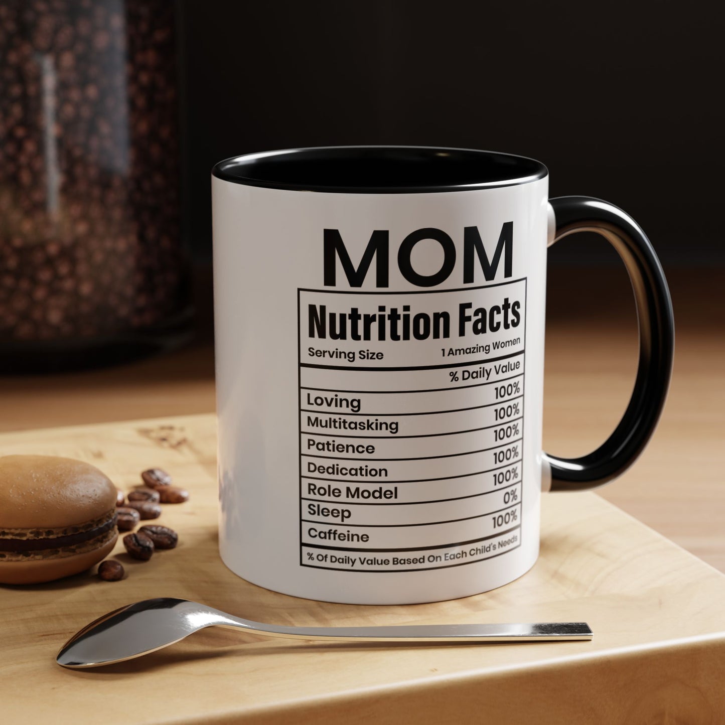 Mom Nutrition Facts  Accent Coffee Mug