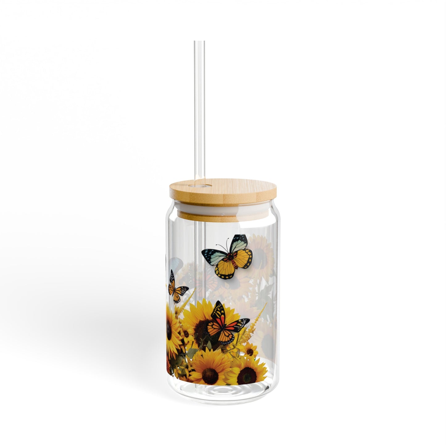 Sunflowers & Butterflies Sipper Glass, 16oz