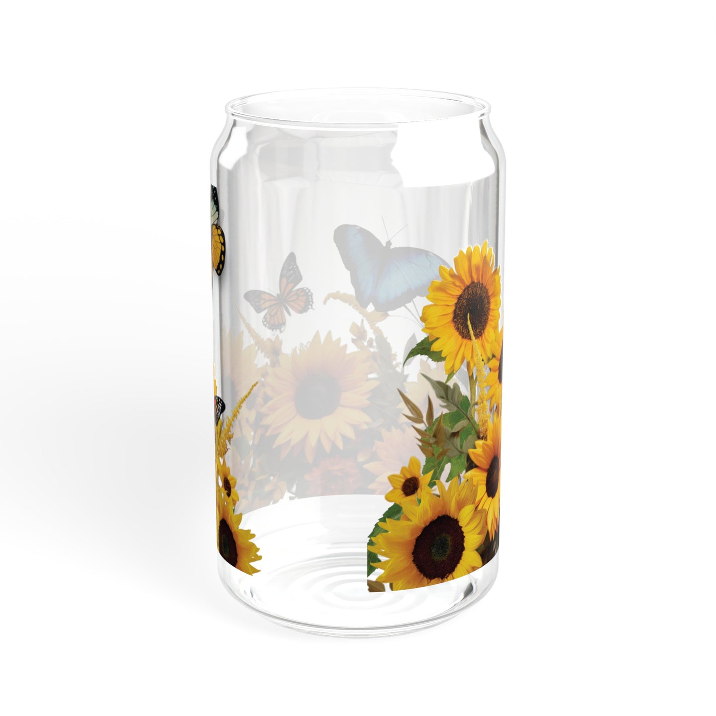 Sunflowers & Butterflies Sipper Glass, 16oz