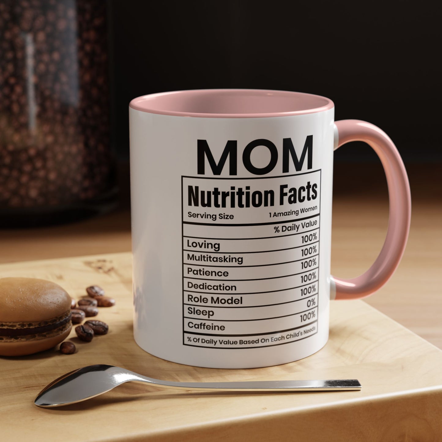 Mom Nutrition Facts  Accent Coffee Mug