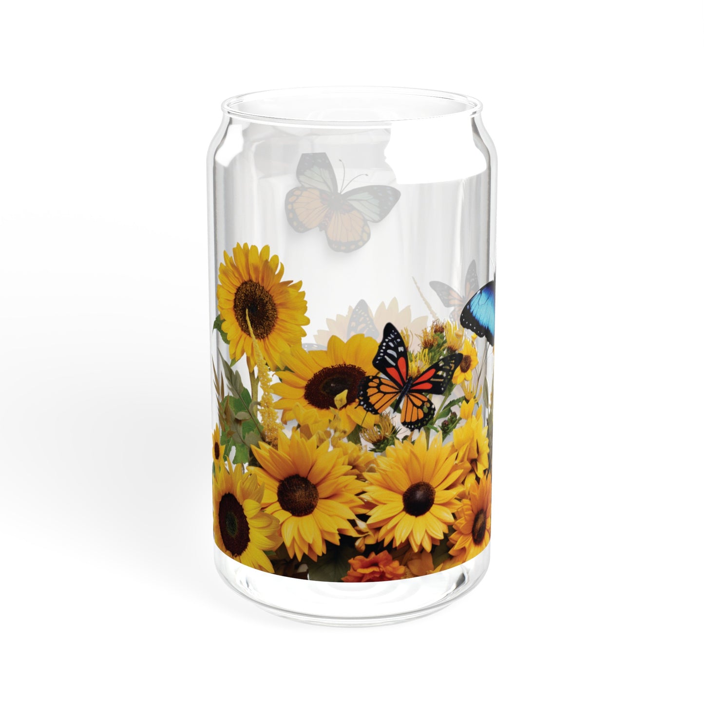 Sunflowers & Butterflies Sipper Glass, 16oz