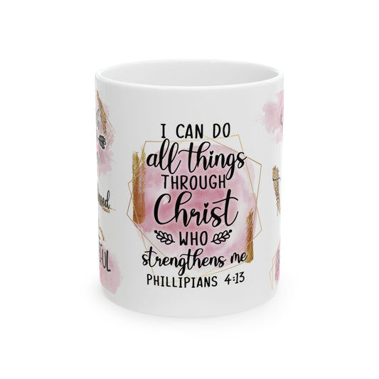 Inspirational Ceramic Mug for Coffee Lovers, Motivational Gift, Faith-Based Mug, Bible Verse Coffee Cup, Christian Decor
