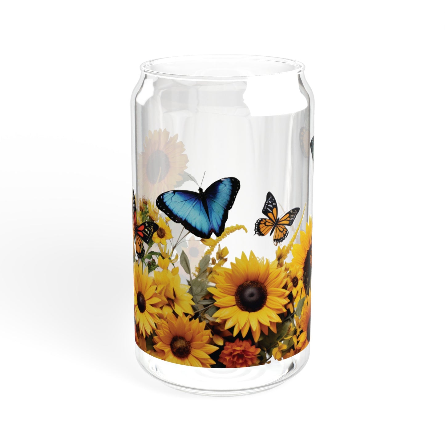 Sunflowers & Butterflies Sipper Glass, 16oz