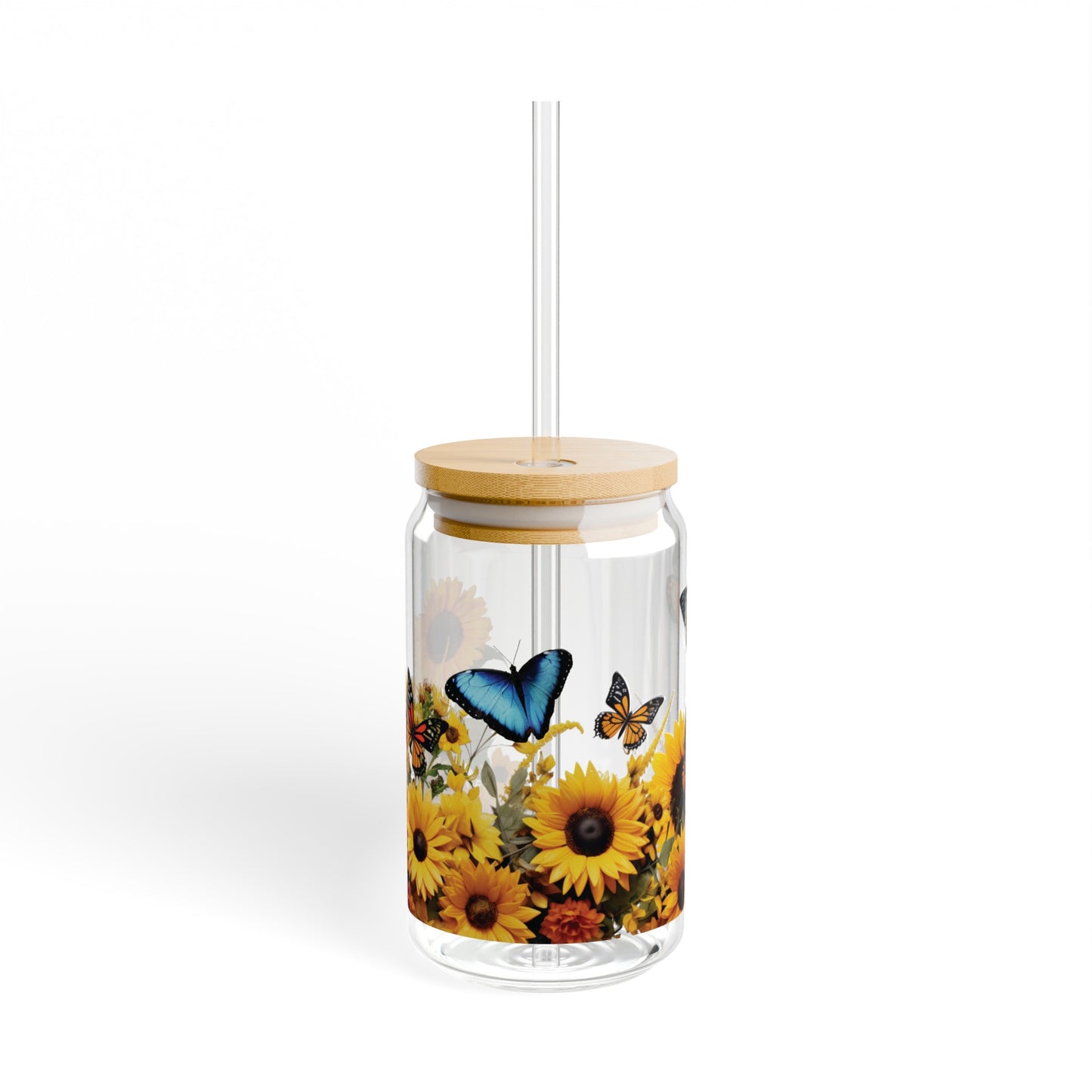 Sunflowers & Butterflies Sipper Glass, 16oz