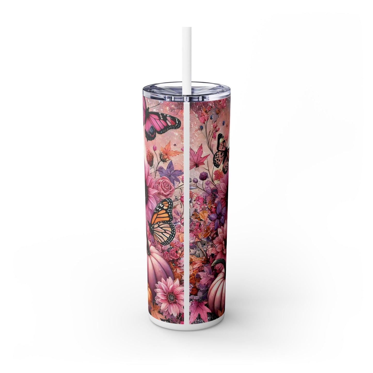 Pink Highland Cow Skinny Tumbler with Straw, 20oz