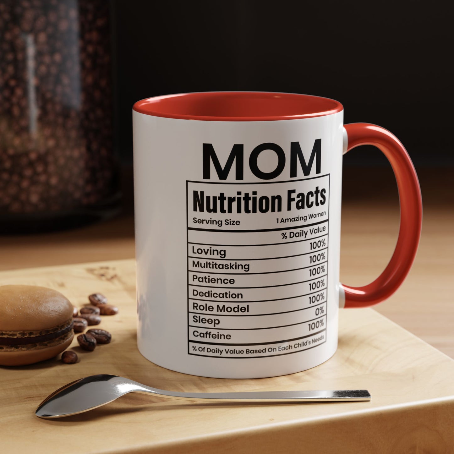 Mom Nutrition Facts  Accent Coffee Mug