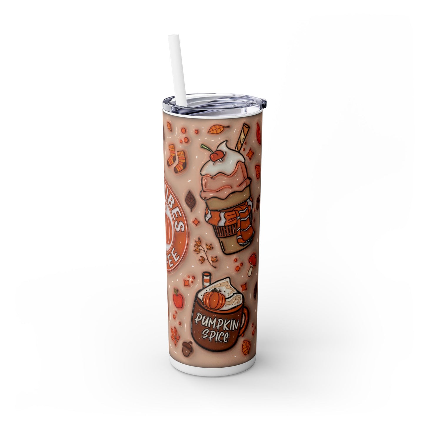 Fall Vibes Skinny Tumbler with Straw, 20oz