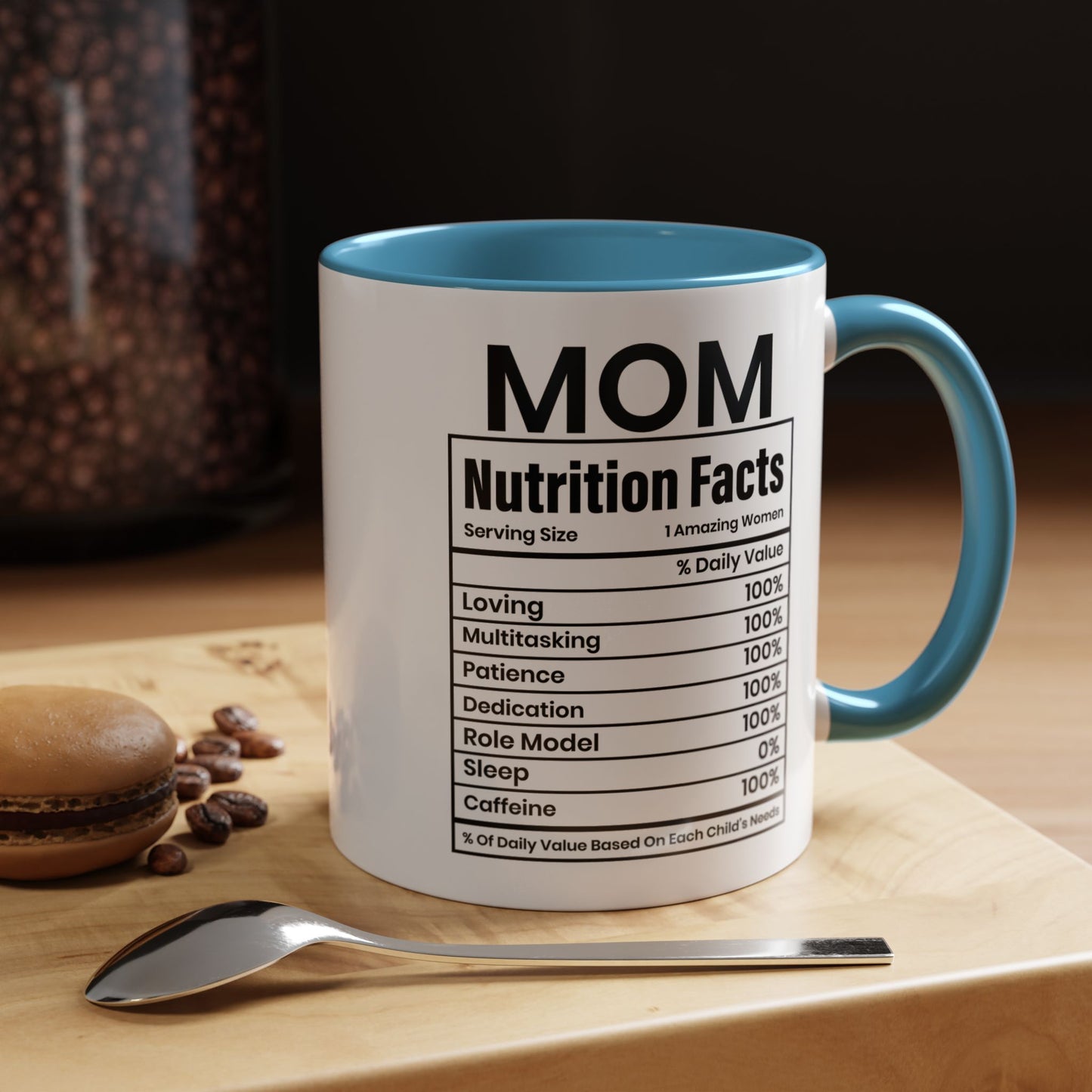 Mom Nutrition Facts  Accent Coffee Mug