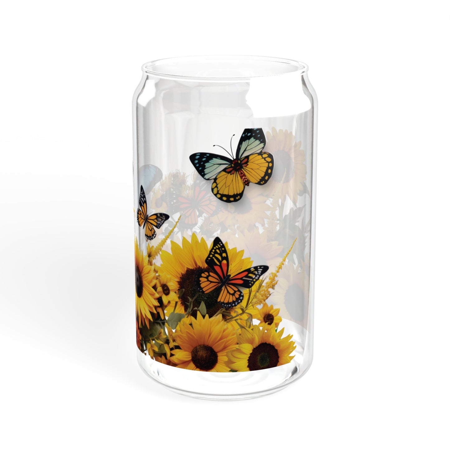 Sunflowers & Butterflies Sipper Glass, 16oz