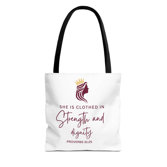 Inspirational Tote Bag, Motivational Shopping Bag, Proverbs 31:25 Gift, Empowerment Gift, Faith-Based Tote, Women's Tote