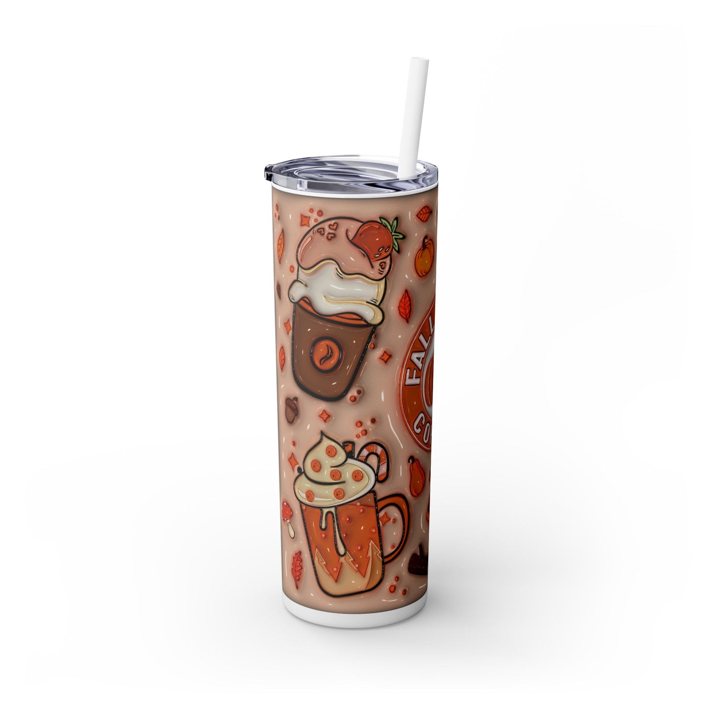 Fall Vibes Skinny Tumbler with Straw, 20oz