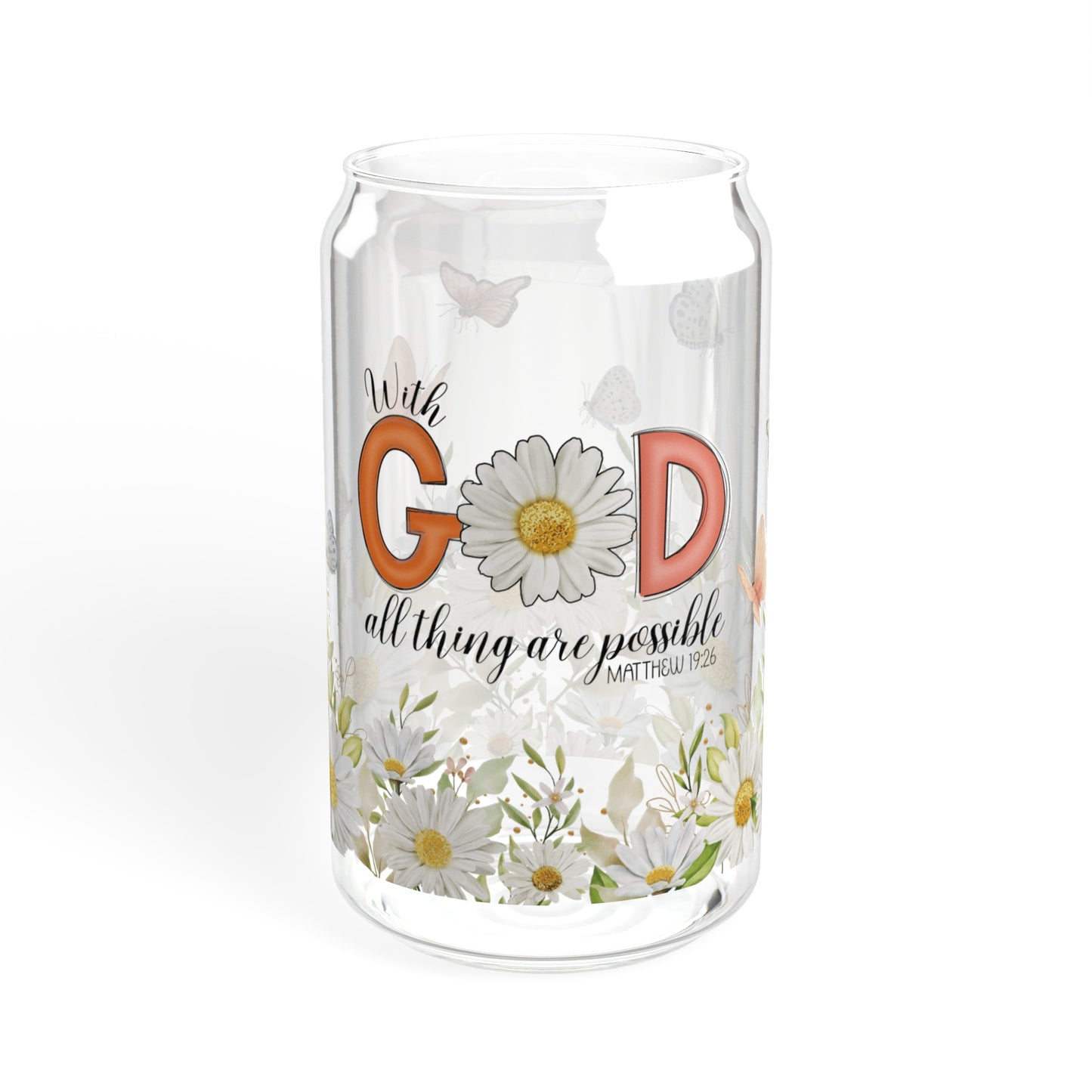 With God All Things Are Possible Sipper Glass, 16oz