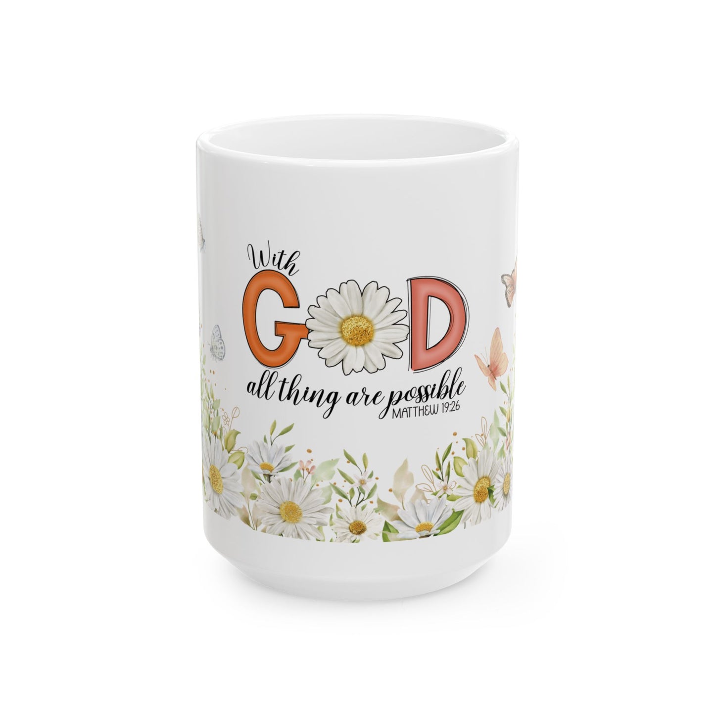 Inspirational Floral Ceramic Mug - "With God All Things Are Possible" - Perfect for Coffee Lovers, Gift for Friends, Home Decor, [...]
