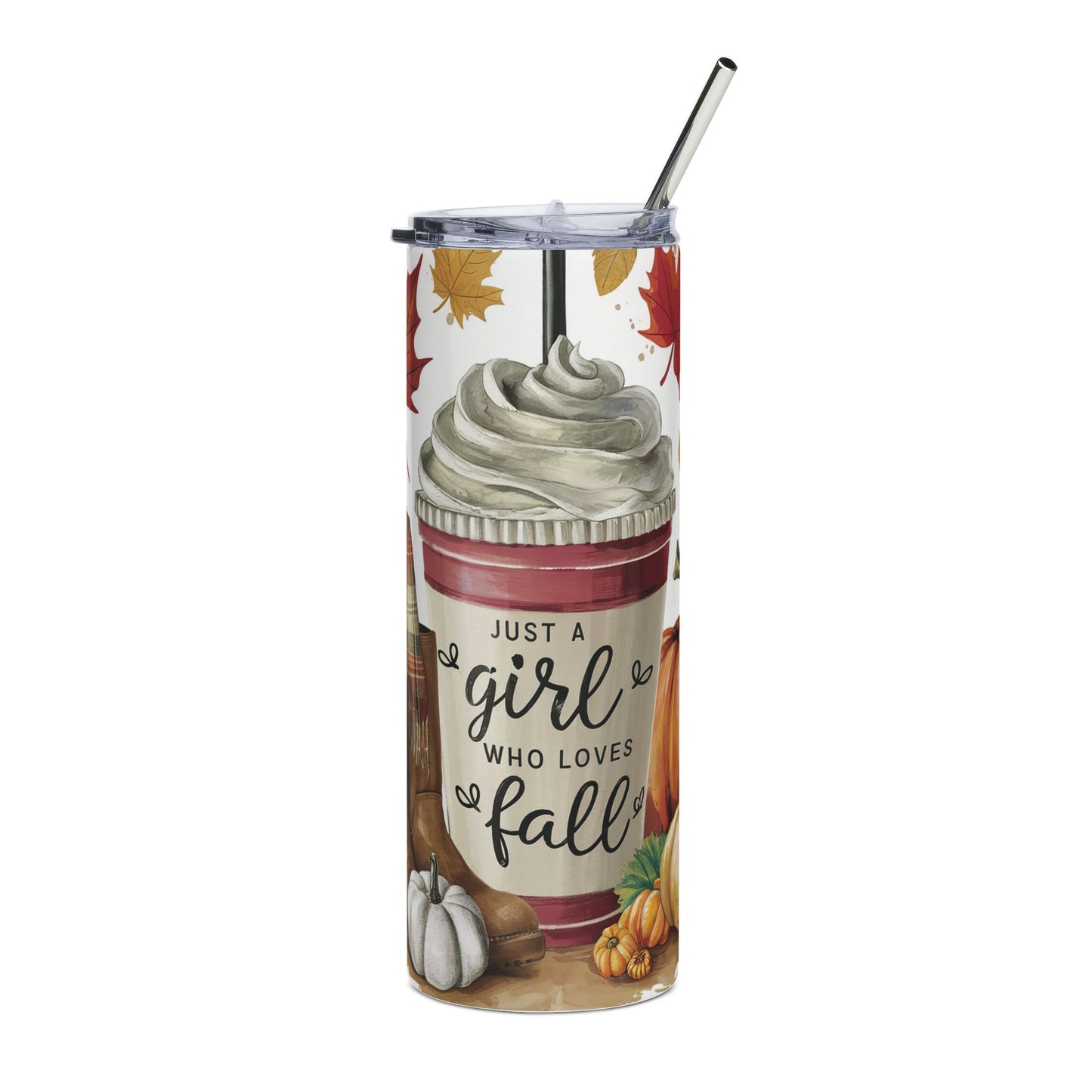 Fall-Themed Stainless Steel Tumbler, 20oz - Just a Girl Who Loves Fall | Autumn Coffee Cup, Thanksgiving Gift, Eco-Friendly Drinkware, [...]