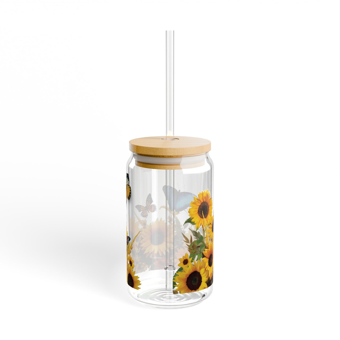 Sunflowers & Butterflies Sipper Glass, 16oz