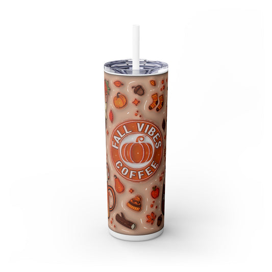 Fall Vibes Skinny Tumbler with Straw, 20oz