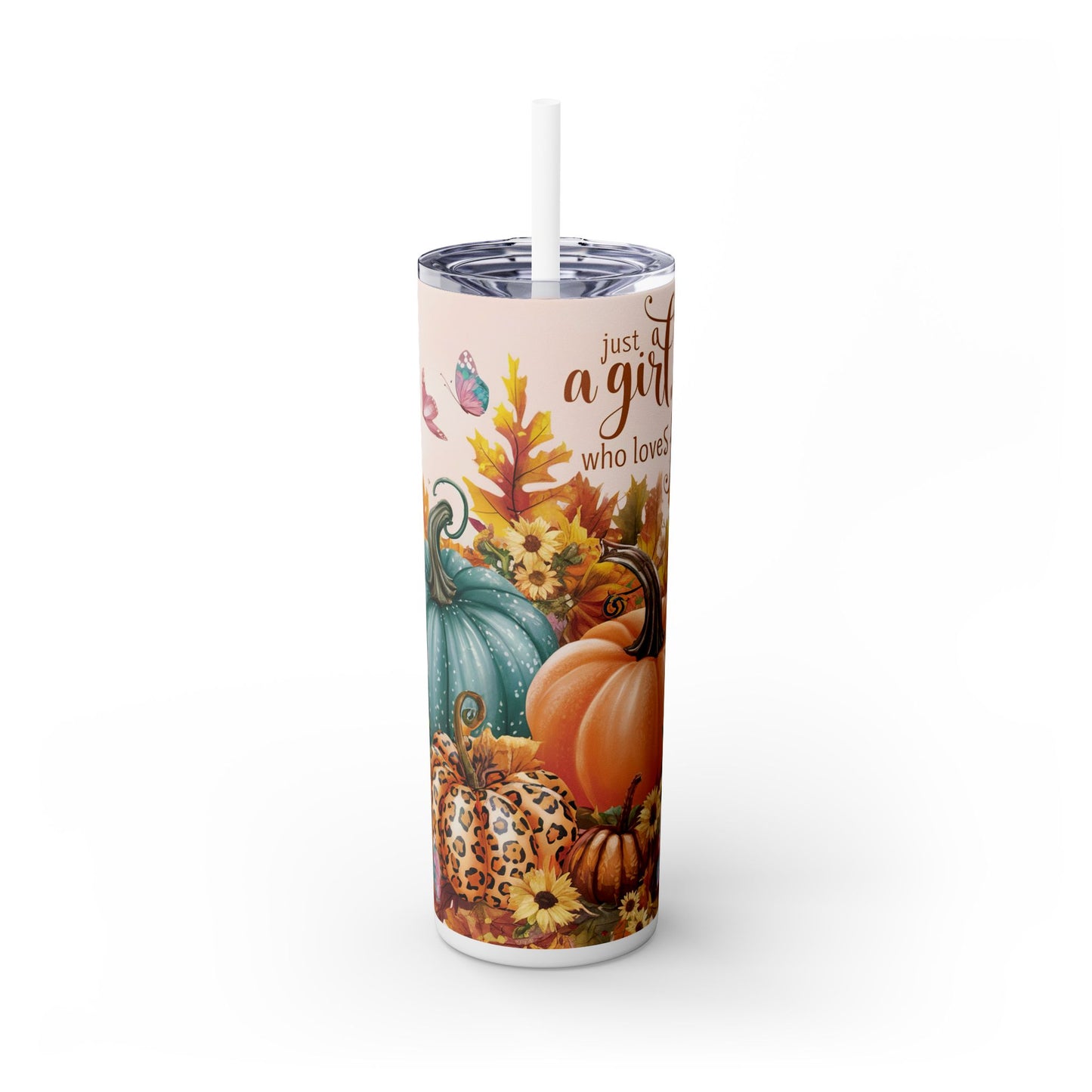 Just a girl who loves Fall Skinny Tumbler with Straw, 20oz