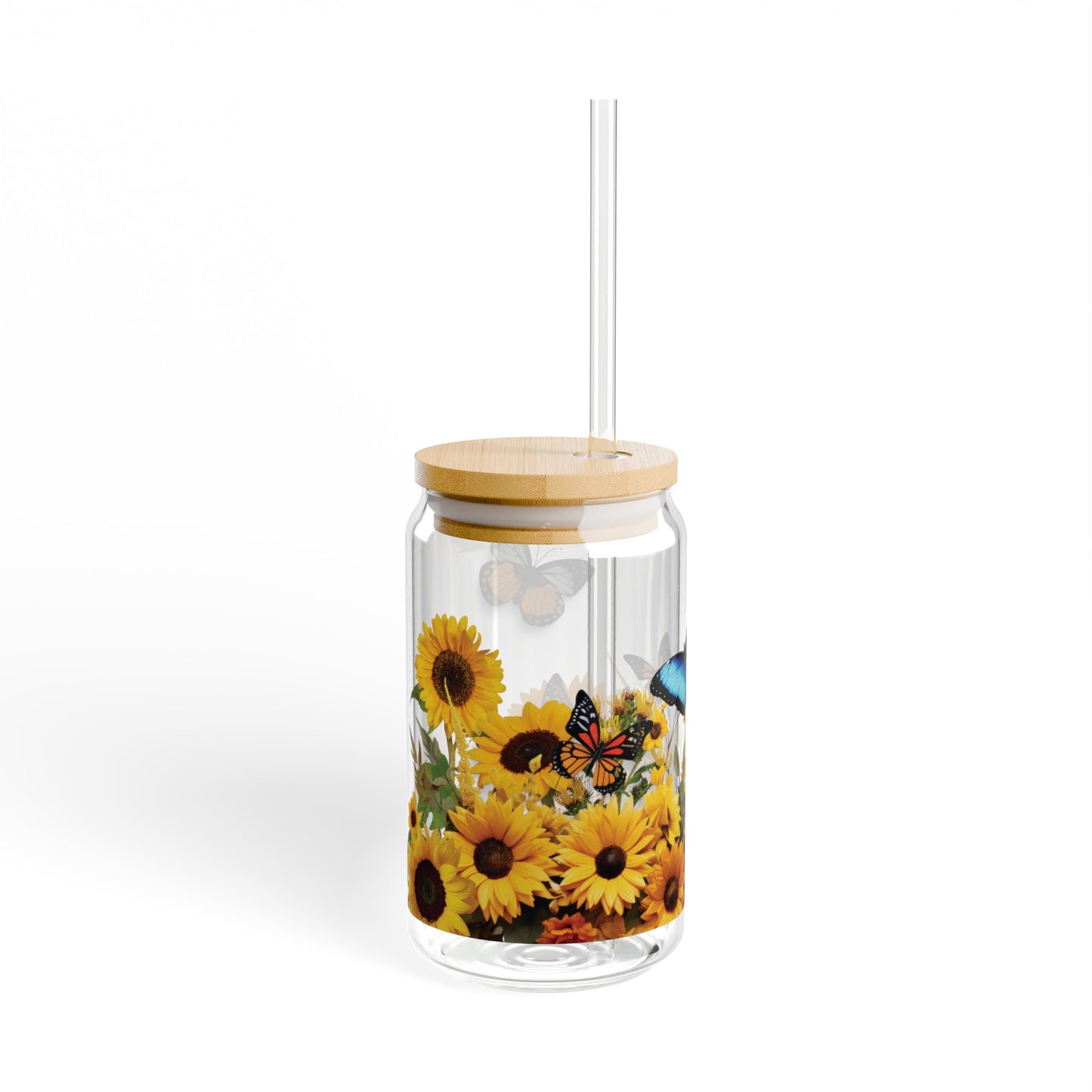 Sunflowers & Butterflies Sipper Glass, 16oz