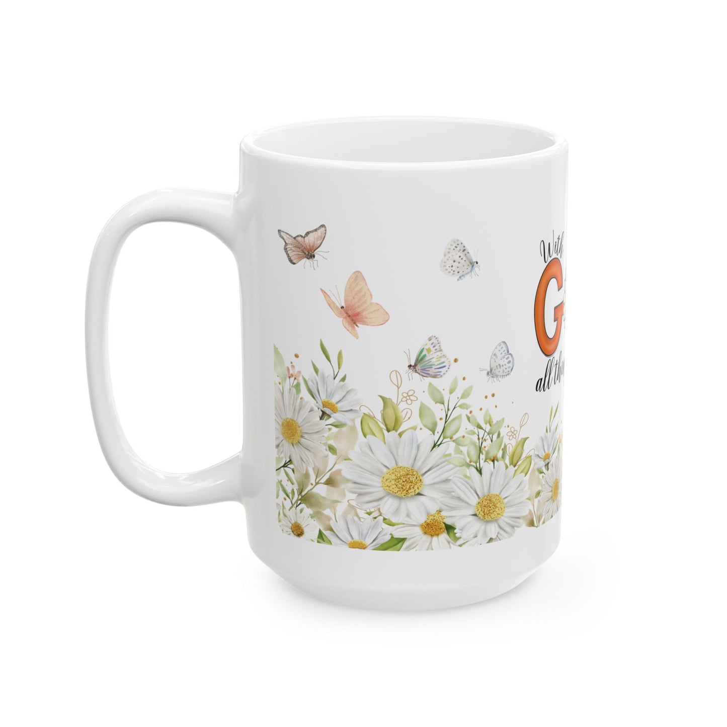 Inspirational Floral Ceramic Mug - "With God All Things Are Possible" - Perfect for Coffee Lovers, Gift for Friends, Home Decor, [...]