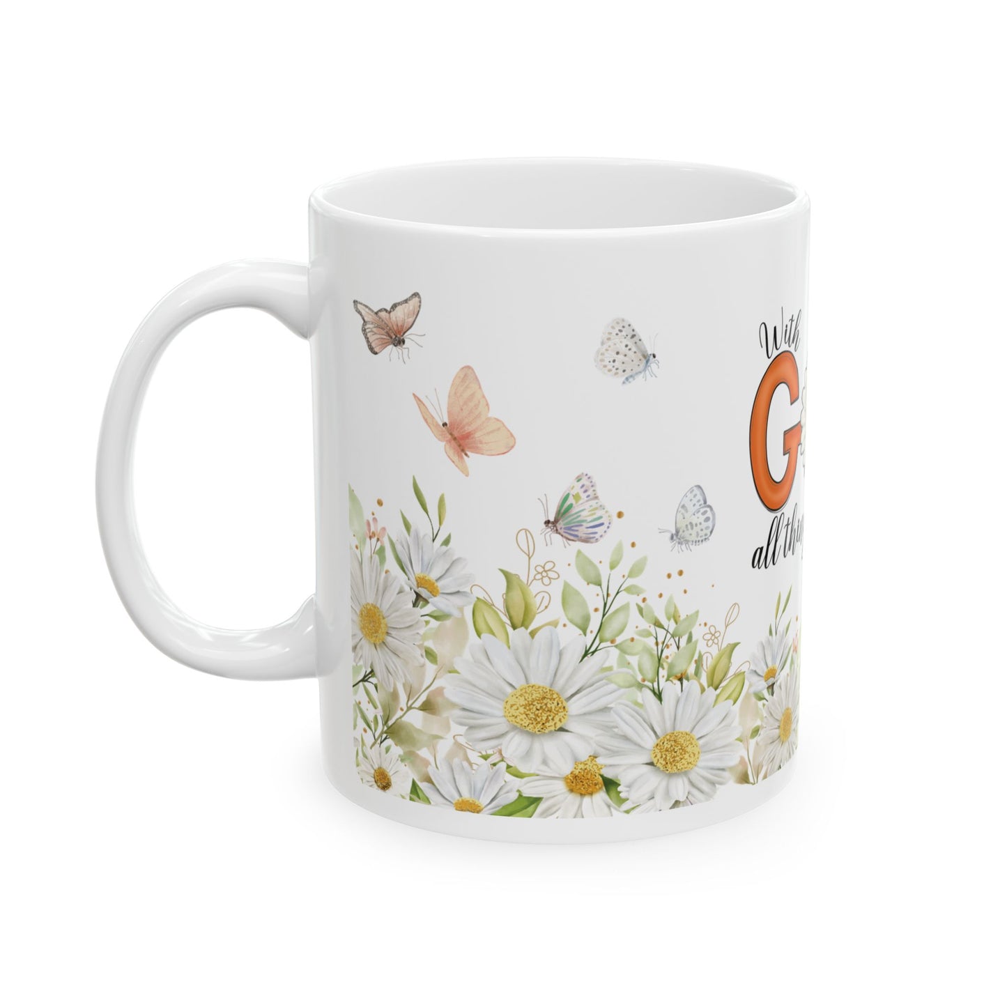 Inspirational Floral Ceramic Mug - "With God All Things Are Possible" - Perfect for Coffee Lovers, Gift for Friends, Home Decor, [...]