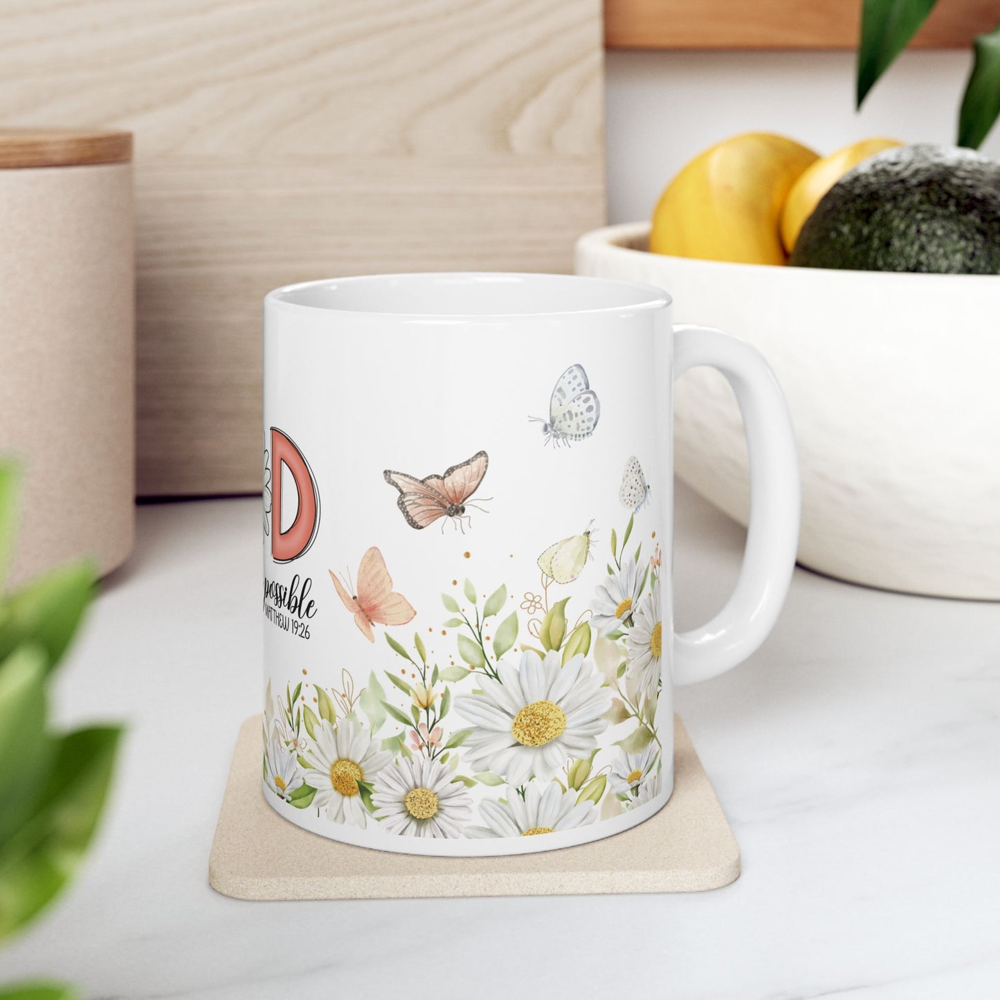 Inspirational Floral Ceramic Mug - "With God All Things Are Possible" - Perfect for Coffee Lovers, Gift for Friends, Home Decor, [...]