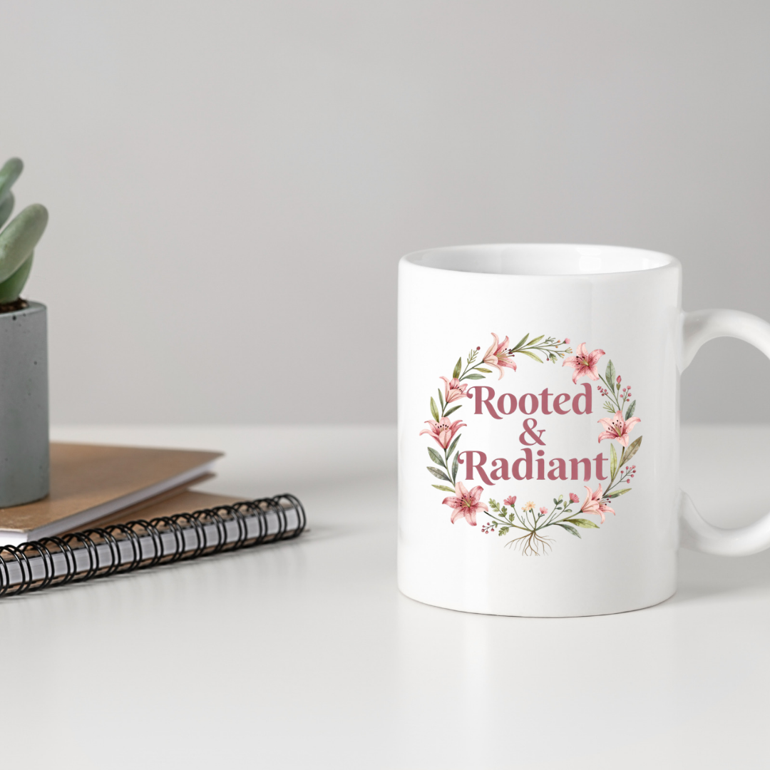 Rooted & Radiant Coffee Mug | Faith-Inspired Gift for Women | Kingdom Creations by Lily