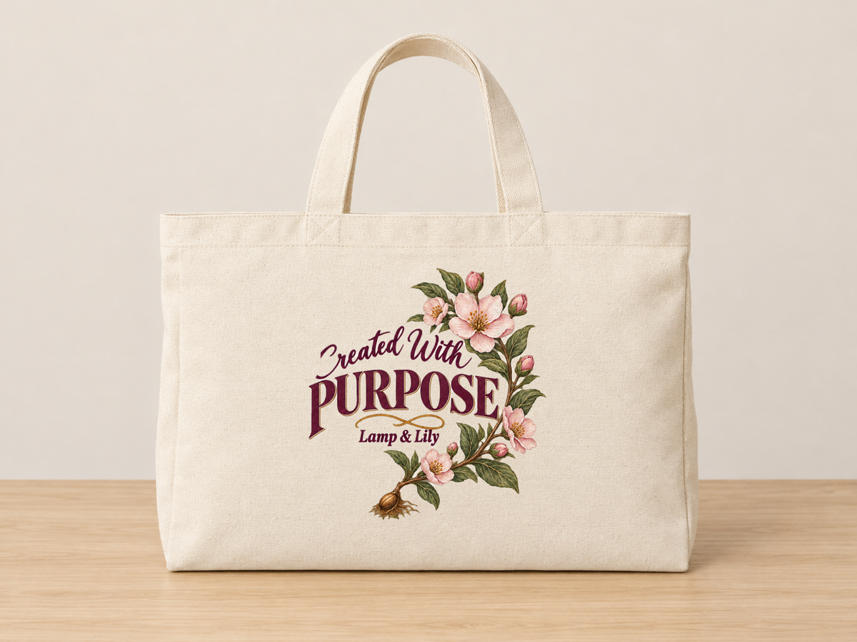 Created With Purpose cream canvas tote, Lamp and Lily Day 3
