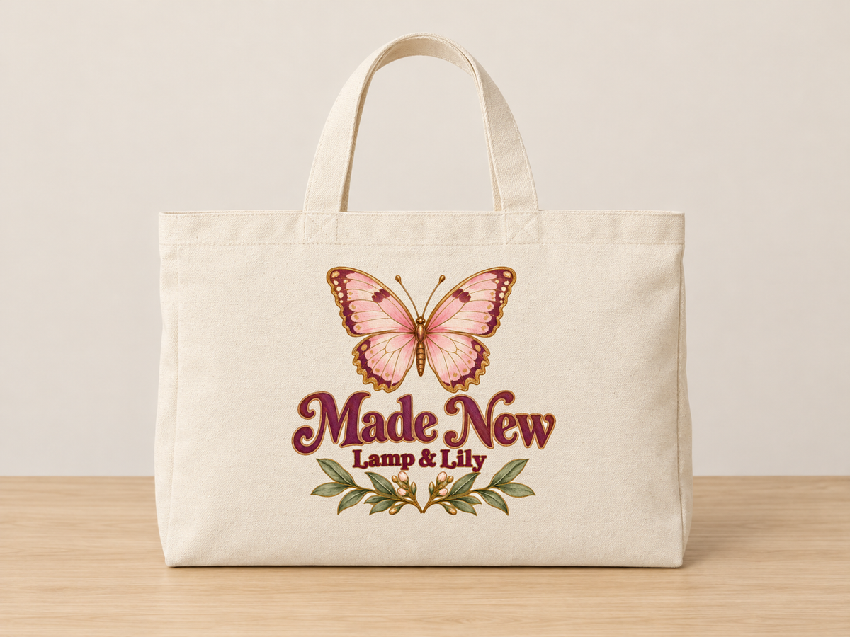 Made New cream canvas tote, Lamp and Lily Day 6