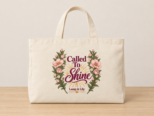 Called to Shine cream canvas tote, Lamp and Lily Day 10