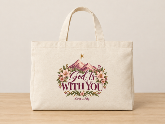 God is With You cream canvas tote, Lamp and Lily Day 12
